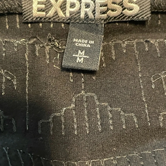 Express Geometric Patterned Sequin Mini Skirt Black and Silver Size Medium - Picture 6 of 7